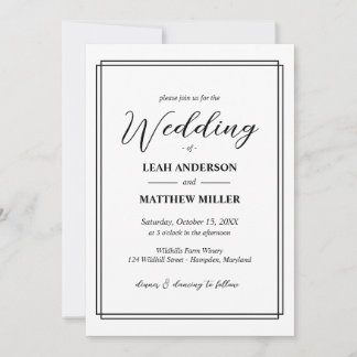 Invitation de mariage florale élégante minimaliste
