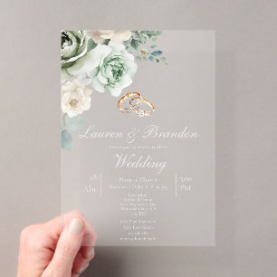 Invitation de mariage florale en verdure acrylique