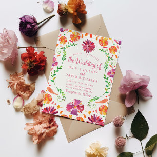 Invitation de mariage florale Fiesta Mexicana colo