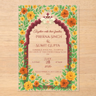 Invitation de mariage florale indienne traditionne