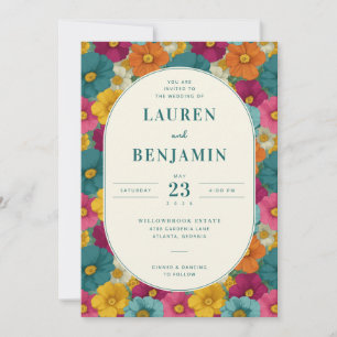 Invitation de mariage florale joyeuse
