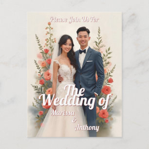 Invitation de mariage florale romantique de style 