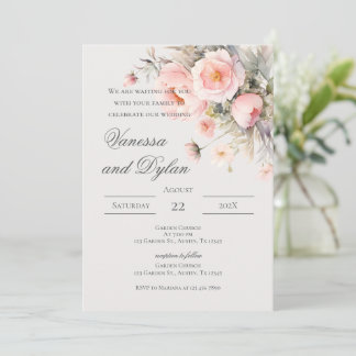 Invitation de mariage florale rose