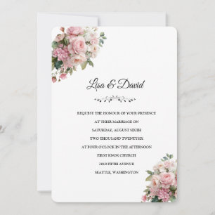 Invitation de mariage florale rose