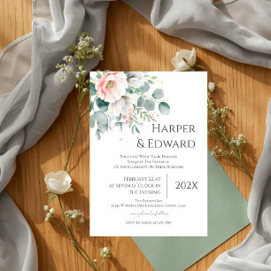 Invitation de mariage florale rose