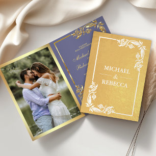Invitation de mariage florale violette en feuille