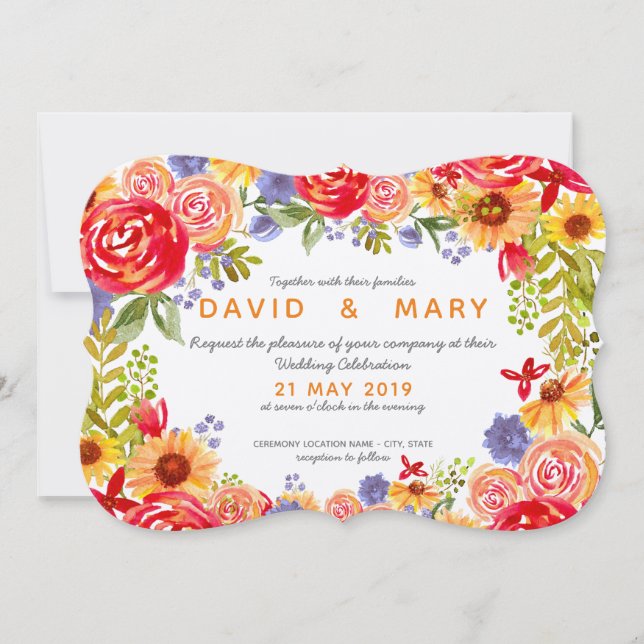 Invitation de mariage - Flores du champ (Devant)