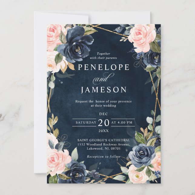 Invitation de Mariage géométrique Blush de Rustic  (Devant)