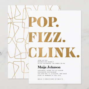 Invitation de mariage Gold Pop Fizz Clink