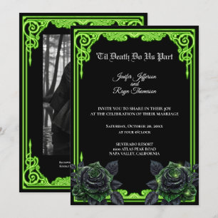 Invitation de mariage gothique à lueur verte ensor