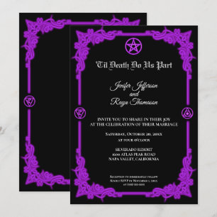 Invitation de mariage gothique à lueur violette en