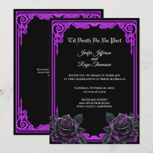 Invitation de mariage gothique à lueur violette en
