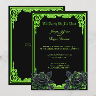 Invitation de mariage gothique à néon vert