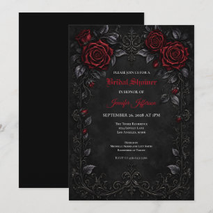 Invitation de mariage gothique aux roses rouges