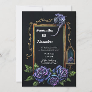 Invitation de mariage gothique Dragon Violet et Ro