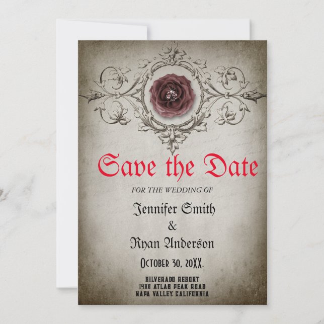 Invitation de mariage gothique élégant 'save the d (Devant)