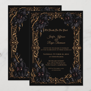 Invitation de mariage gothique élégante à orchidée