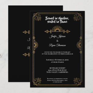 Invitation de mariage gothique élégante noire et d