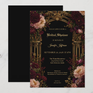Invitation de mariage gothique floral Bourgogne po