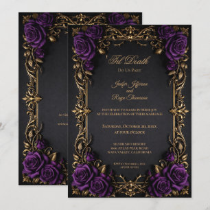 Invitation de mariage gothique floral élégant