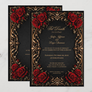 Invitation de mariage gothique floral élégant