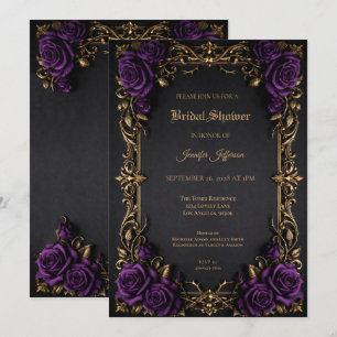 Invitation de mariage gothique floral Halloween
