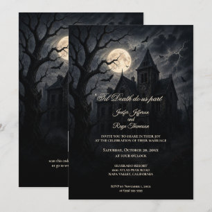 Invitation de mariage gothique Halloween château h