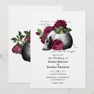 Invitation de mariage gothique Halloween crâne flo