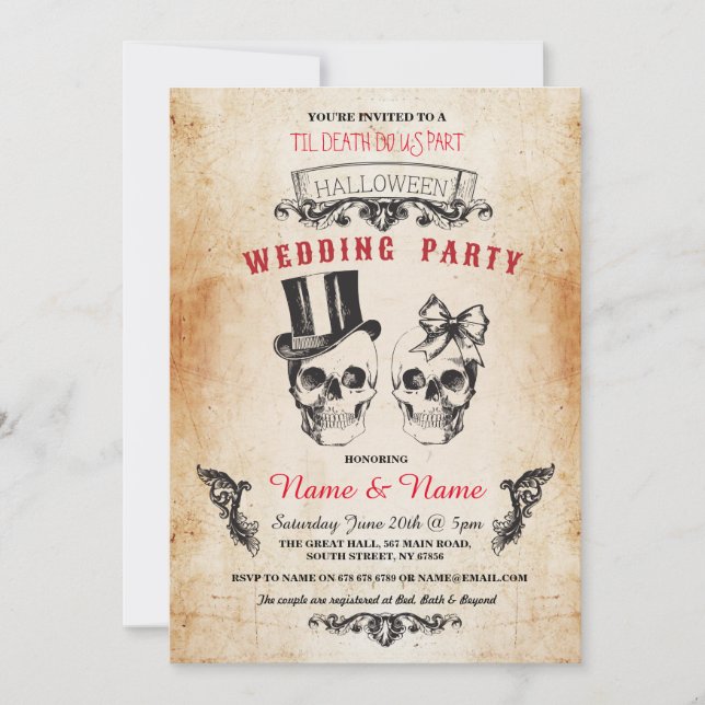 Invitation de mariage gothique Halloween thème fêt (Devant)