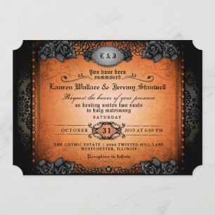 Invitation de mariage gothique Rose orange d'Hallo