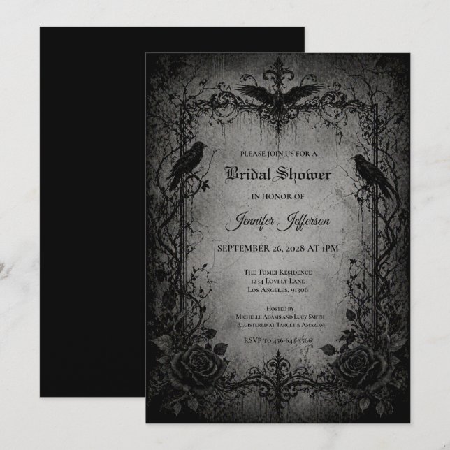 Invitation de mariage gothique vampire (Devant / Derrière)