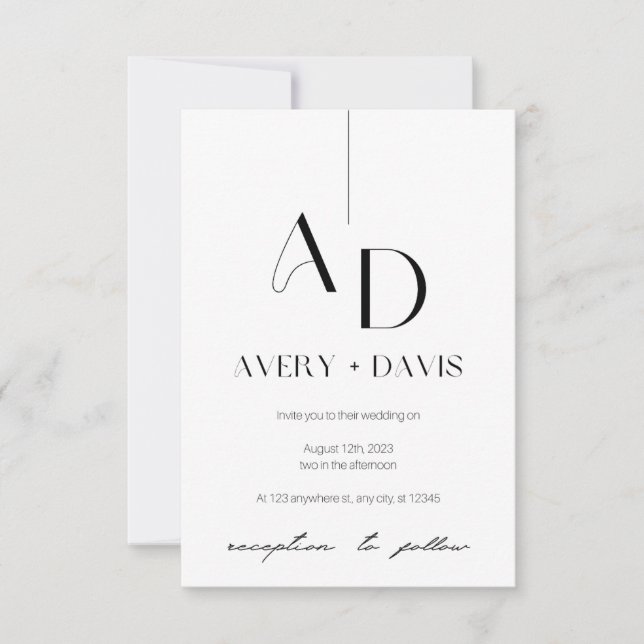 Invitation de mariage Harmonie Éthérée (Devant)