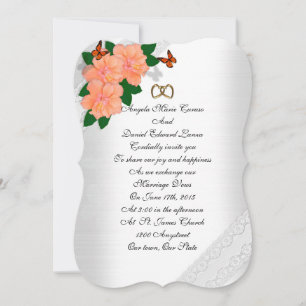 Invitation de mariage hibiscus et papillons