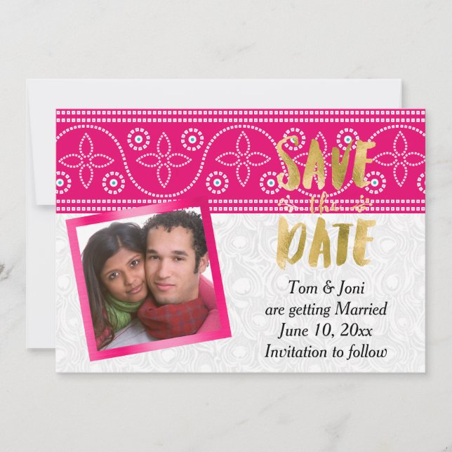 Invitation de mariage hindou indien avec photo 'Sa (Devant)
