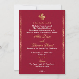 Invitation de mariage hindoue Mandala Gold
