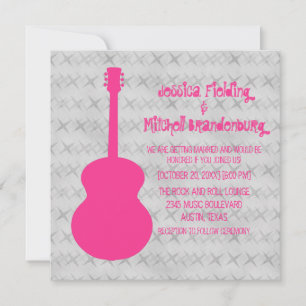 Invitation de mariage Hot Rose Guitar Grunge