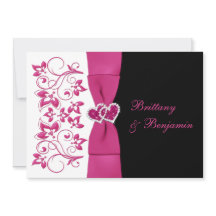 Invitation de mariage IMPRIMÉE RIBBON rose, blanc,