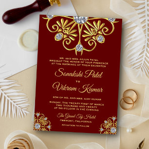 Invitation de mariage indien Mandala diamant or ro