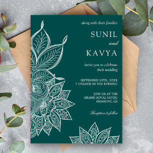 Invitation de mariage indien Mehendi Henna Vert de