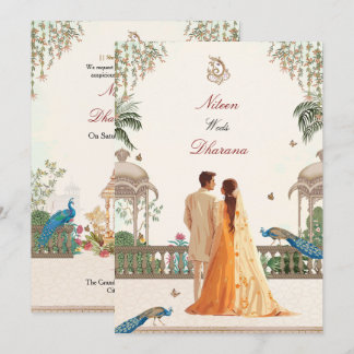 Invitation de mariage indien Royal Peacock