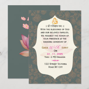 Invitation de mariage indien traditionnel élégant