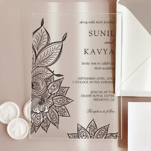Invitation de mariage indien vintage Mehendi Henna