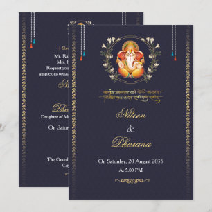 Invitation de mariage indienne bleu royal
