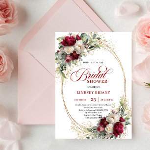 Invitation de mariage intemporelle Merlot Rose Gol