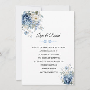 Invitation de mariage - Invitation aux hortensias