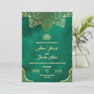 Invitation de mariage islamique, mariage vert émer