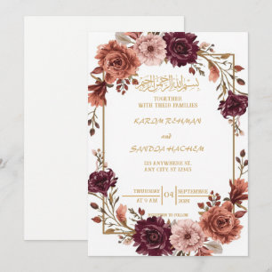 Invitation de mariage islamique Nikah bleu royal