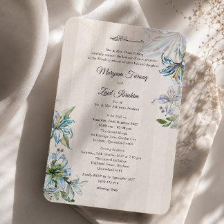 Invitation de mariage islamique Nikah Blue Lily él