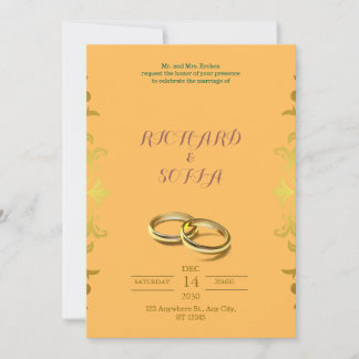 Invitation de mariage jaune et orange professionne