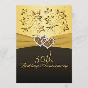 Invitation de mariage Joined Hearts 50e anniversai